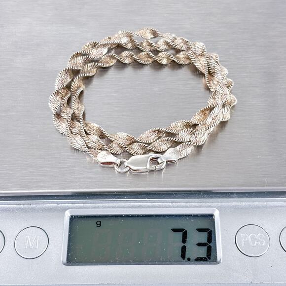 Vintage Italy Sterling Silver 925 3.7mm Twisted Chain Necklace 16” - Picture 3 of 3